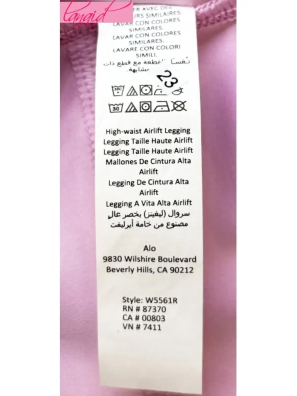 Alo High-Waist Airlift Legging Sugarplum Pink Hi-Rise Waisted Skinny Tights Pant